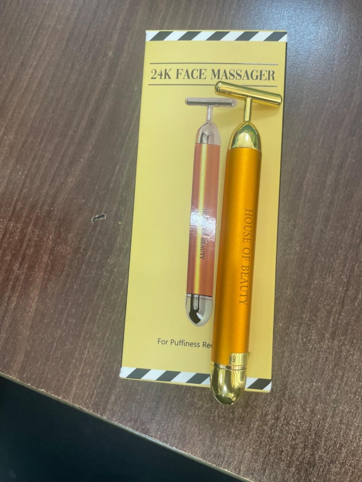 24K Gold Energy Facial Beauty Bar | Electric Skin Lifting Massage Roller