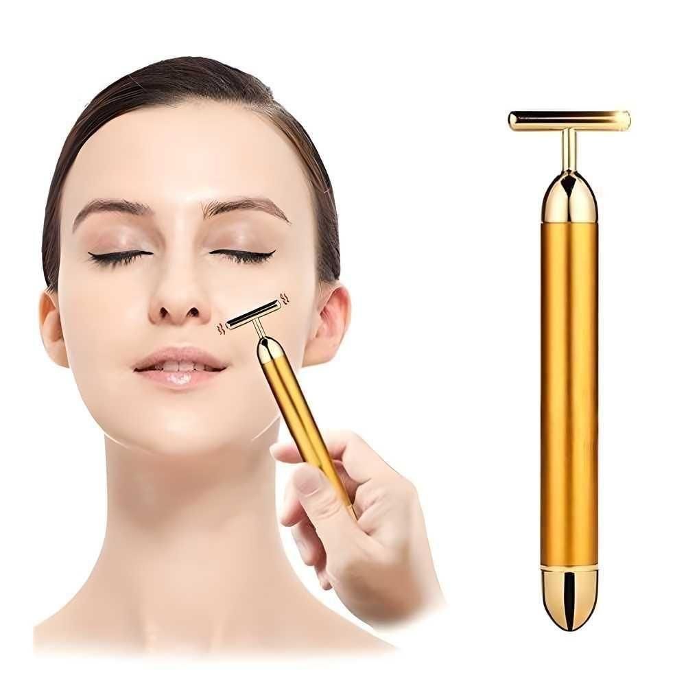24K Gold Energy Facial Beauty Bar | Electric Skin Lifting Massage Roller