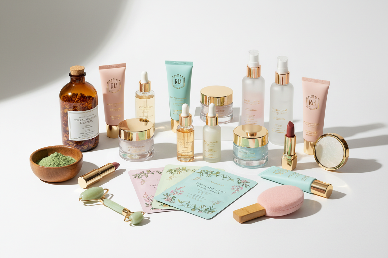 mix products used to women's skin care and beauty