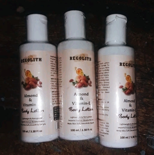 E-Body Lotion Skin Whitening Body Lotion for Dry Skin Protection with Almond Oil & Vitamin E. 100ML(Pack of 3)