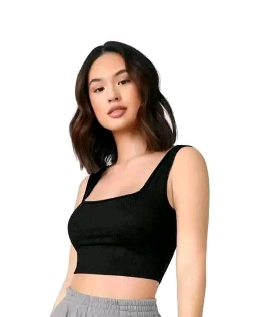 TUSI Women’s Crop Tank Top Combo – Black & White (Pack of 2)